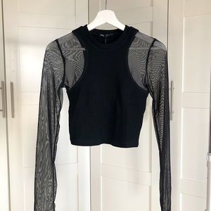 CUTE ZARA TULLE RIBBED TOP